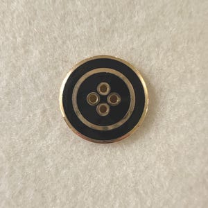 Button - Classic Black and Gold Metal 4 - Hole, Sew Through