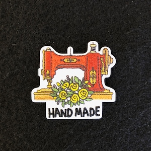 Applique - Embroidered Sewing Machine with Yellow Roses - Iron On
