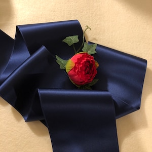 4 Inch Navy Swiss Double Face Satin