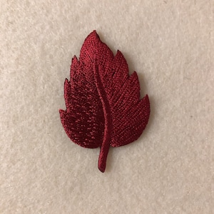 Applique - Wine Embroidered Leaf Iron On