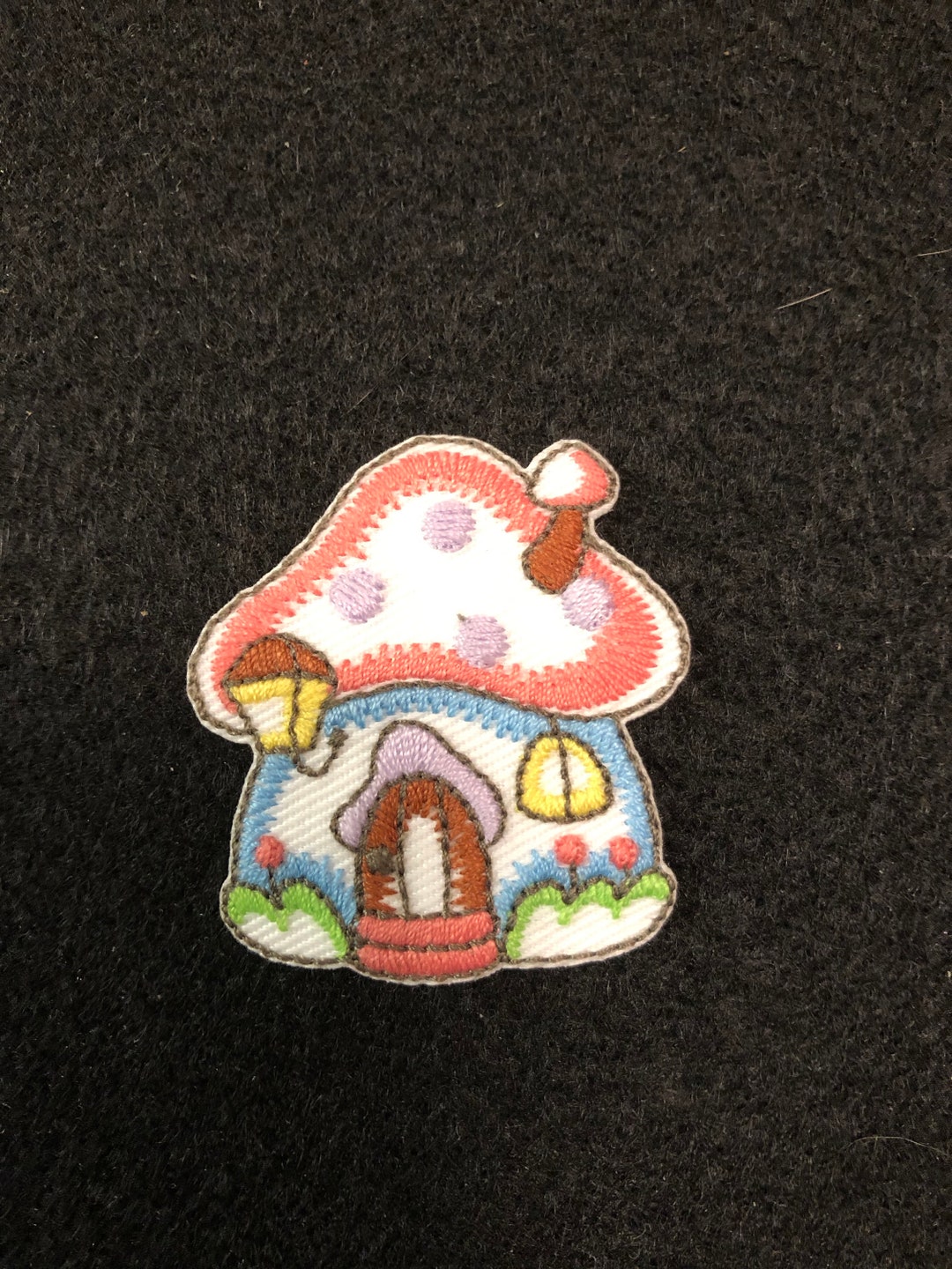 Applique - Whimsical Mushroom House With Embroidered Detail Iron On - Etsy