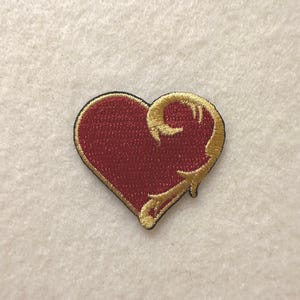 Applique - Red Heart with Gold Flourish Embroidery - Iron On