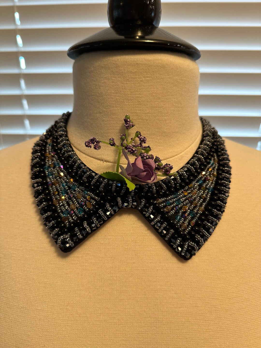 Beaded Collar With Black and Multi Beads - Etsy