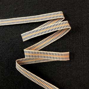 Sanada Himo (Japanese Cotton Tape) Ecru, Navy and Gold