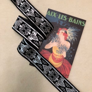Ruban Jacquard Fleur de Lys - Noir et argent