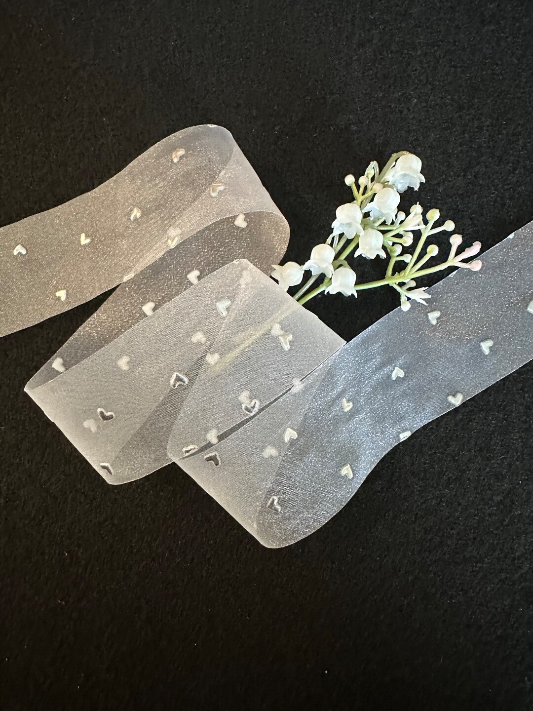 Organdy Ribbion 1 1/2 Inch White Organdy Ribbon With Silver Embossed Hearts - Etsy