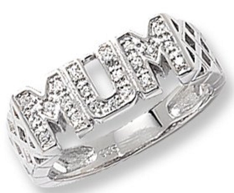 Gold Plated Sterling silver Cz MUM ring G7094 Jewellery Etsy