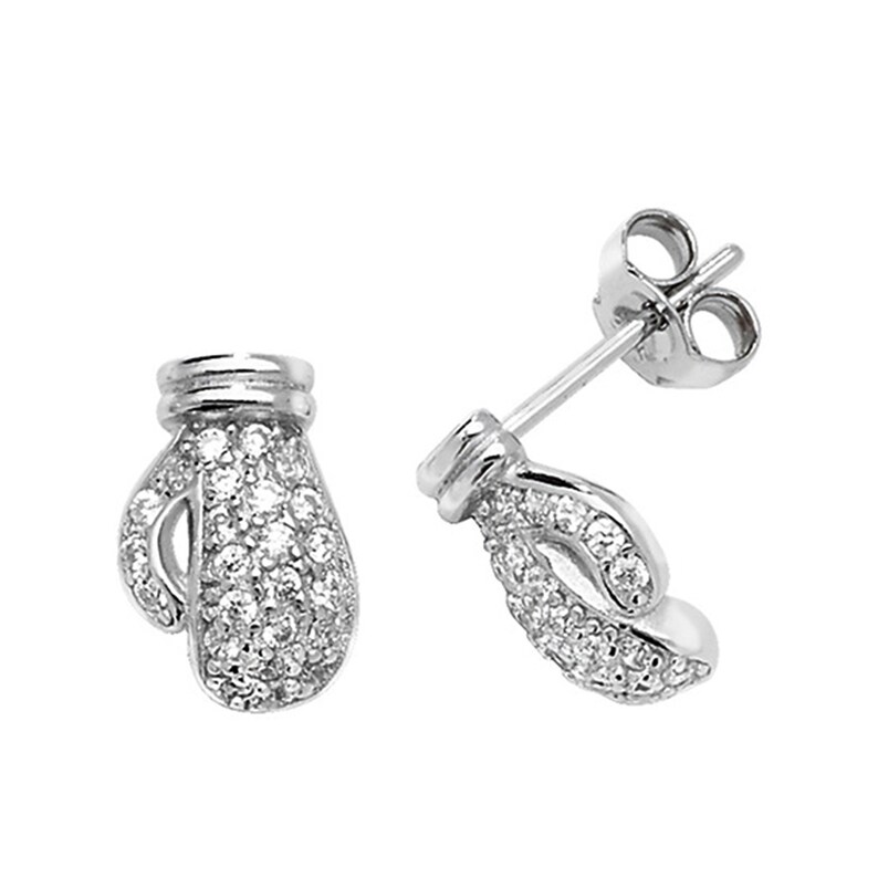 Sterling silver Cz Boxing Glove stud earrings G51137 jewellery Etsy