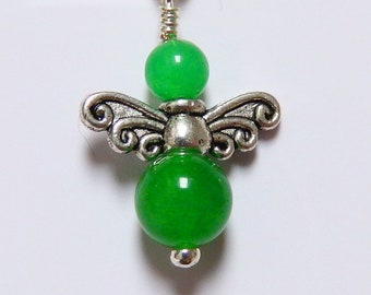 Schutzengel Charm Anhänger grüne Jade