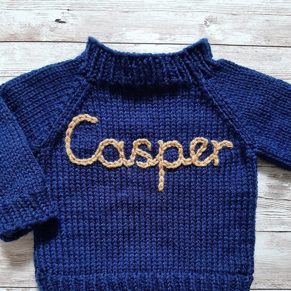 Size 0-6m/6-12m Made-to-Order Hand and Machine Knitted Personalised Baby Jumper