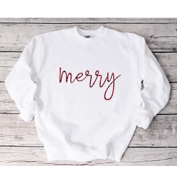 NatMacks Merry Sweatshirt for Women, Plus Size Holiday Sweater, Cute Plus Size Crewneck, Christmas Gifts for Sister, Holiday Gift for Friend, Best