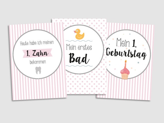 Baby Milestone Cards For Girls Etsy