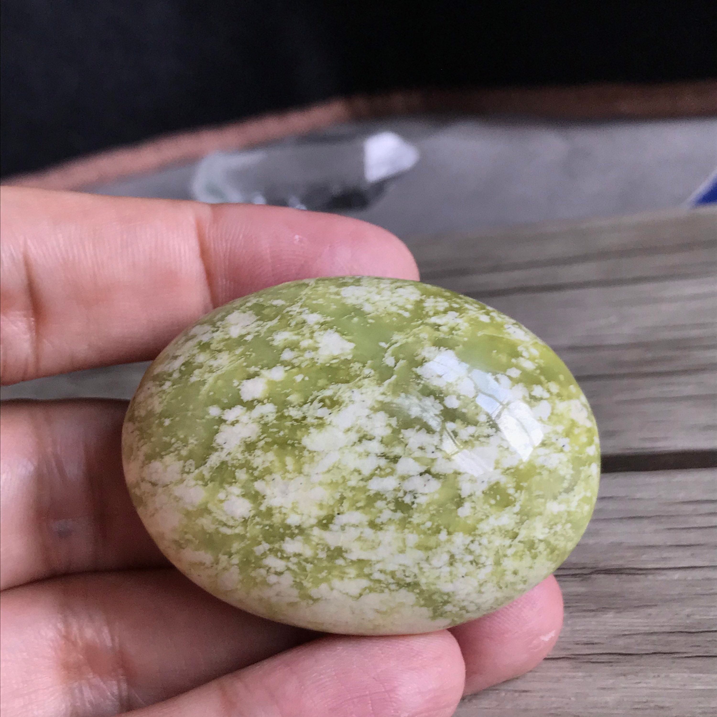 Serpentine Jade Palmstone Natural Serpentine Gemstone Etsy