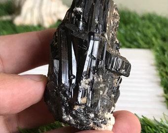 Black tourmaline crystal specimen