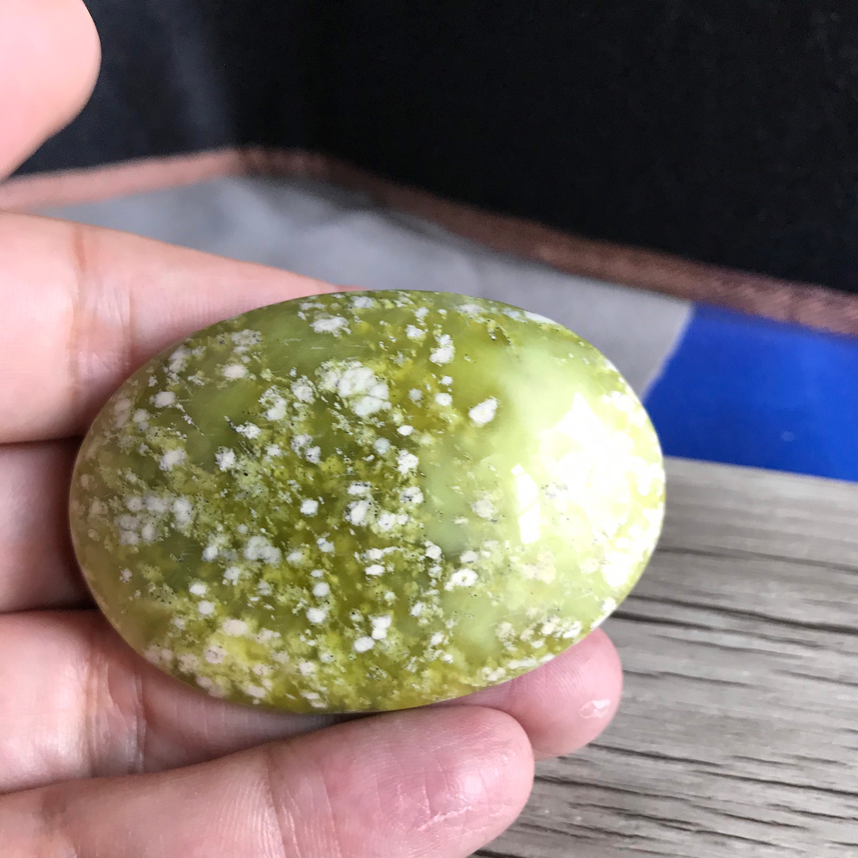 Serpentine Jade Palmstone Natural Serpentine Gemstone Etsy