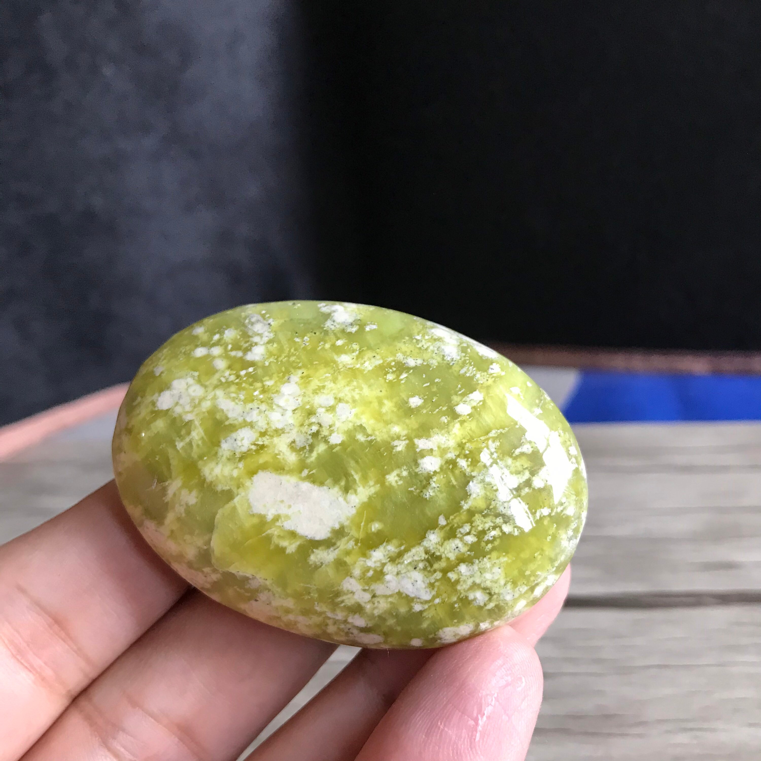 Serpentine Jade Palmstone Natural Serpentine Gemstone Etsy