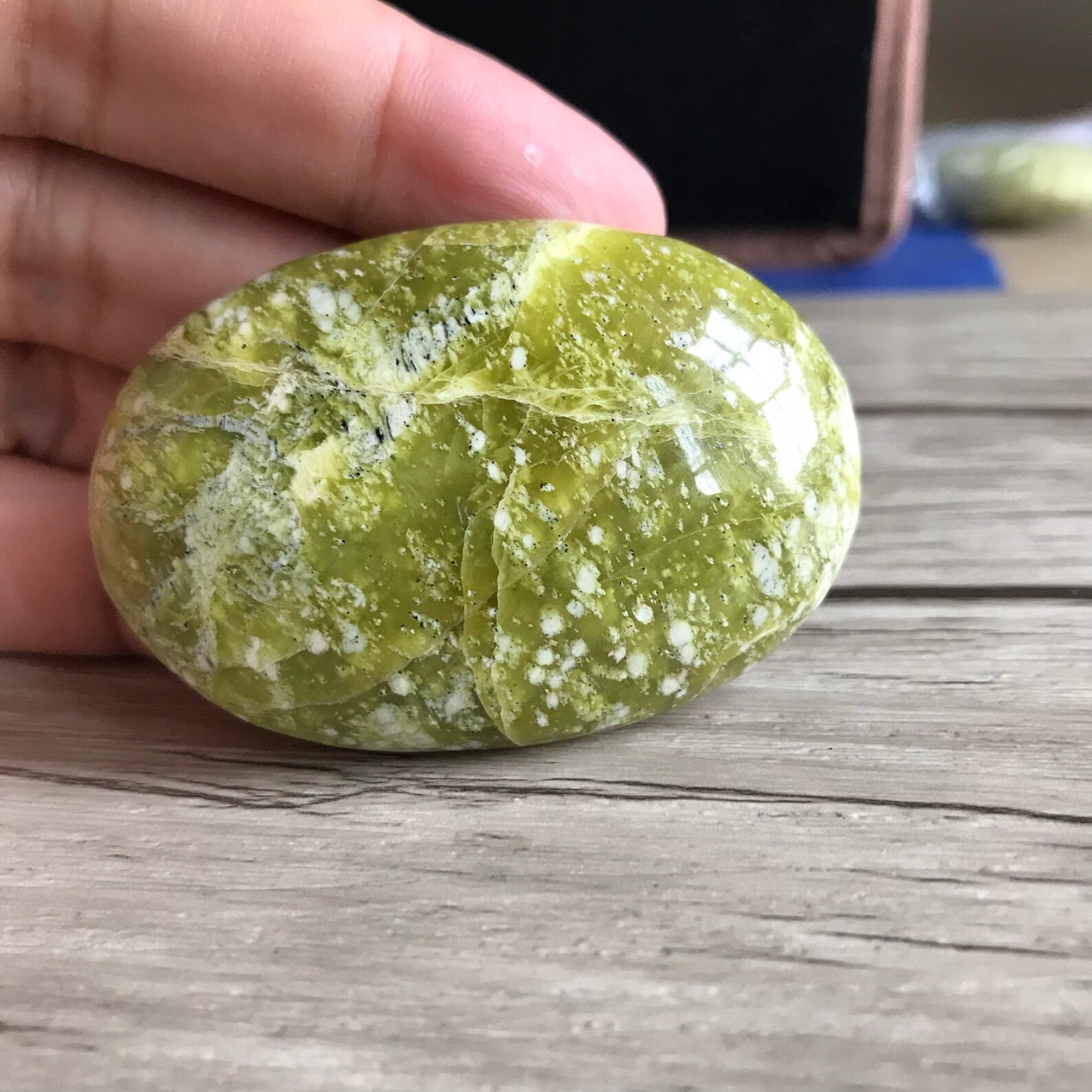 Serpentine jade palmstone natural serpentine gemstone Etsy