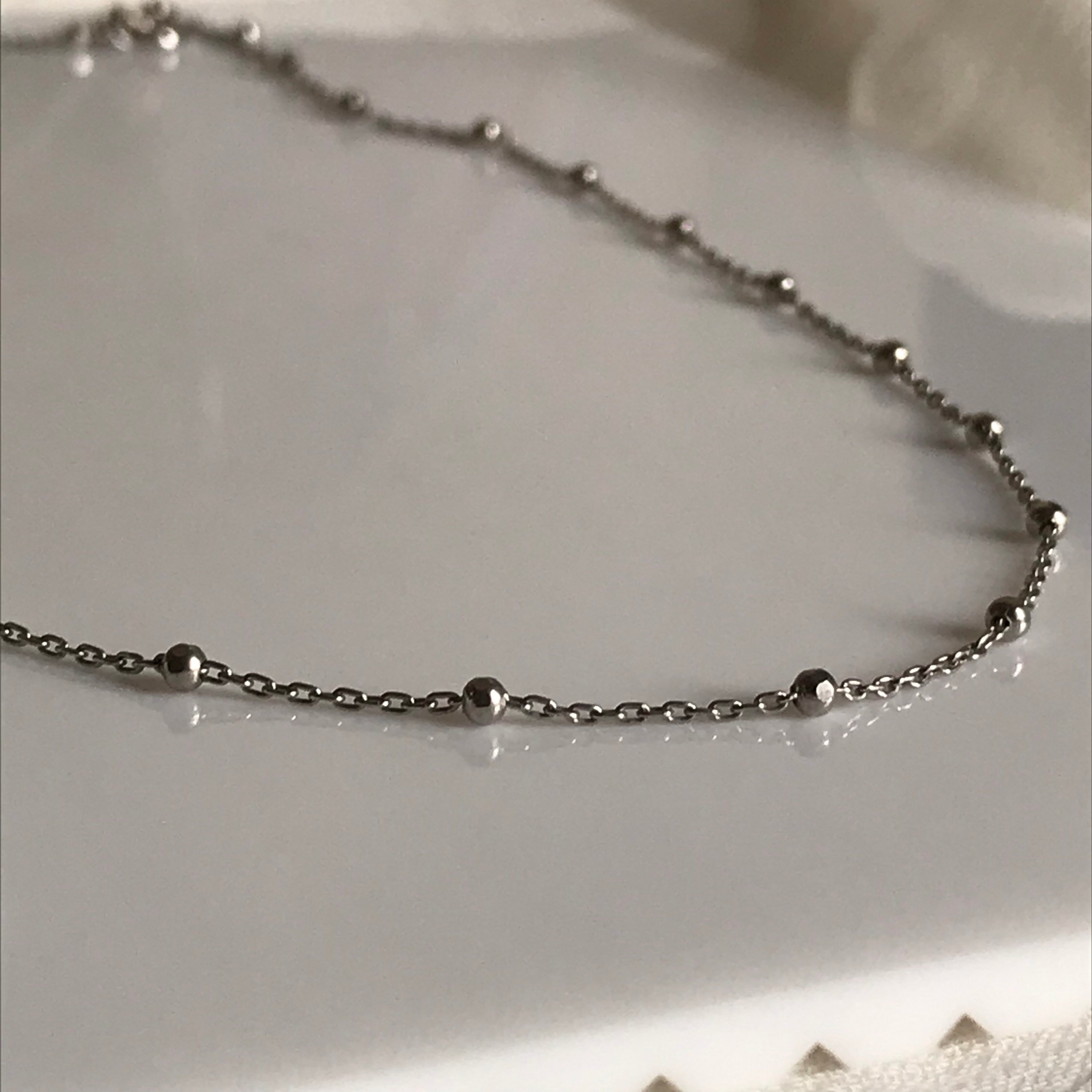 925 Silver Beaded Chain 925 Sterling Silver Rhodium Finish Etsy UK