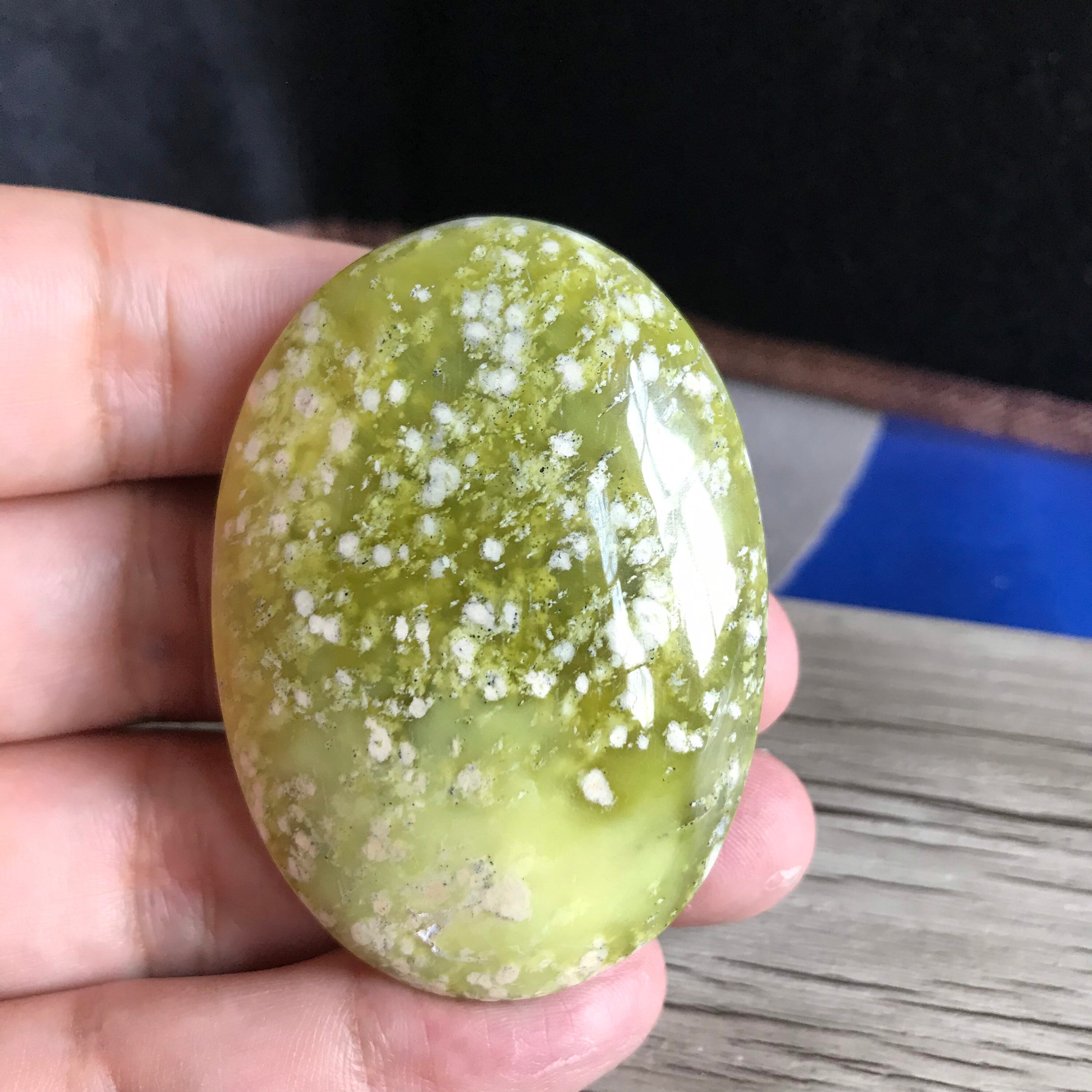 Serpentine jade palmstone natural serpentine gemstone Etsy
