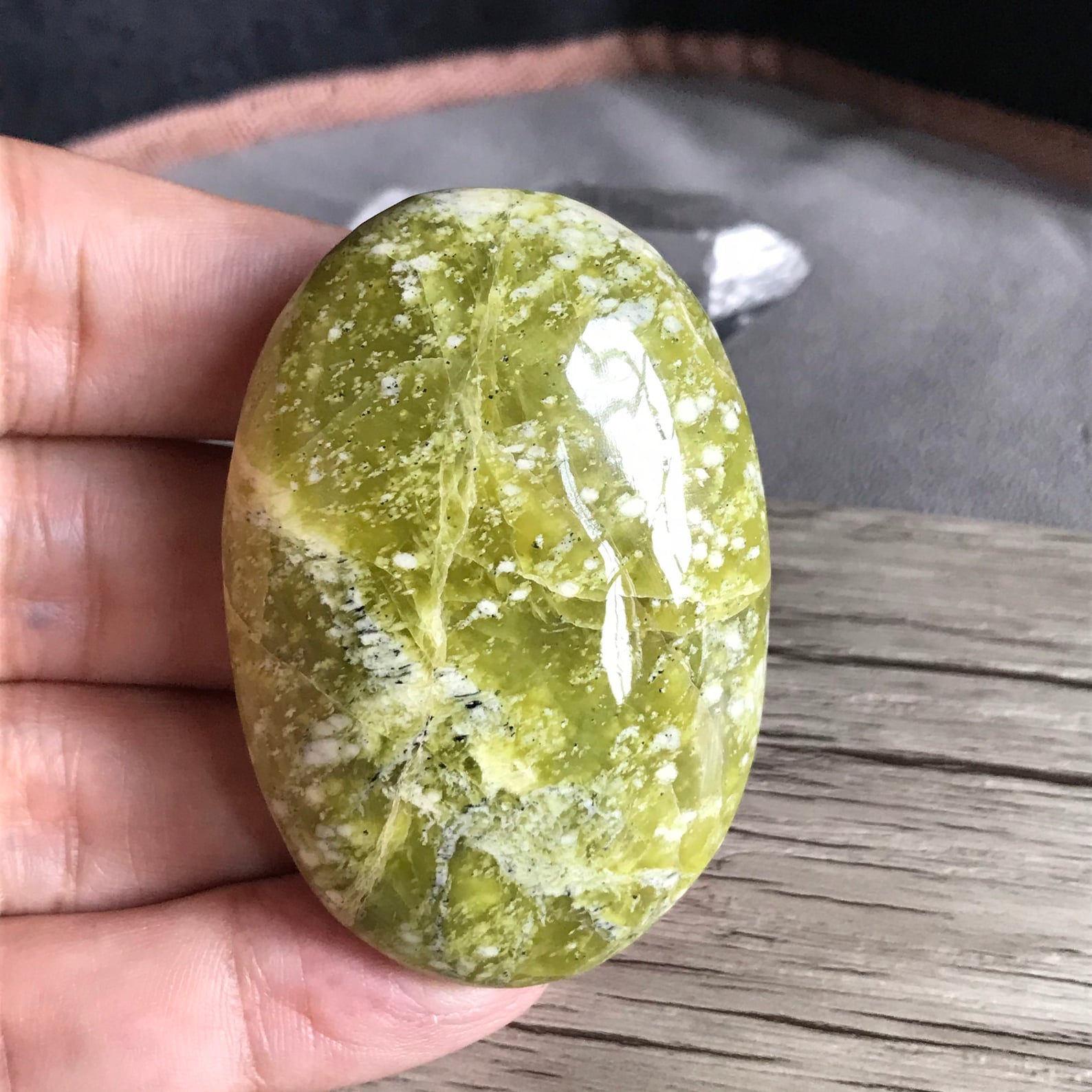 Serpentine jade palmstone natural serpentine gemstone Etsy