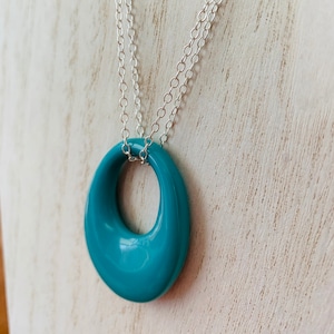 Vintage Turquoise Glass Go-Go Focal on Sterling Silver Chain