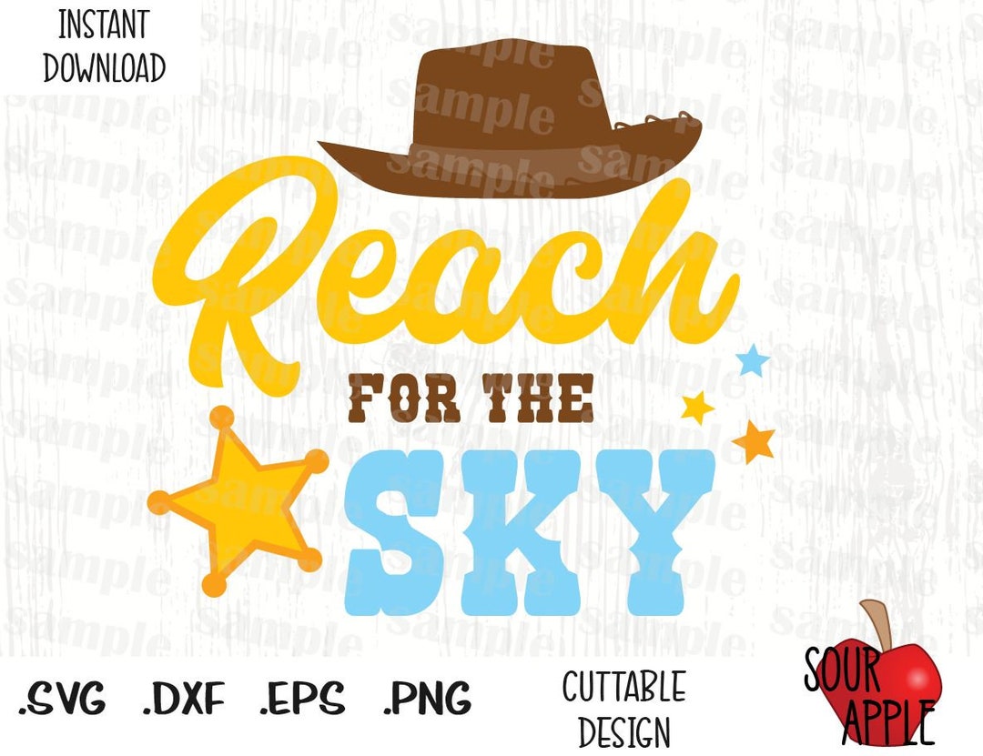 Reach for the Sky, Woody Hat Badge, Cowboy Toy Movie Inspired Cutting