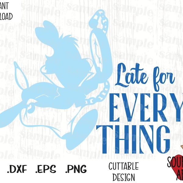 White Rabbit, Always Late, Wonderland Rabbit, Movie Inspired Cutting Files in Svg, Esp, Dxf and Png Format