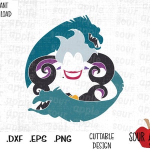 Villain Ursula, Flotsam Jetsam, arquivos de corte inspirados no filme do vilão em formato Svg, Esp, Dxf e Png