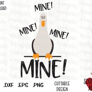Mine, Nemo Bird Seagull, arquivos de corte inspirados em filmes em formato Svg, Esp, Dxf e Png