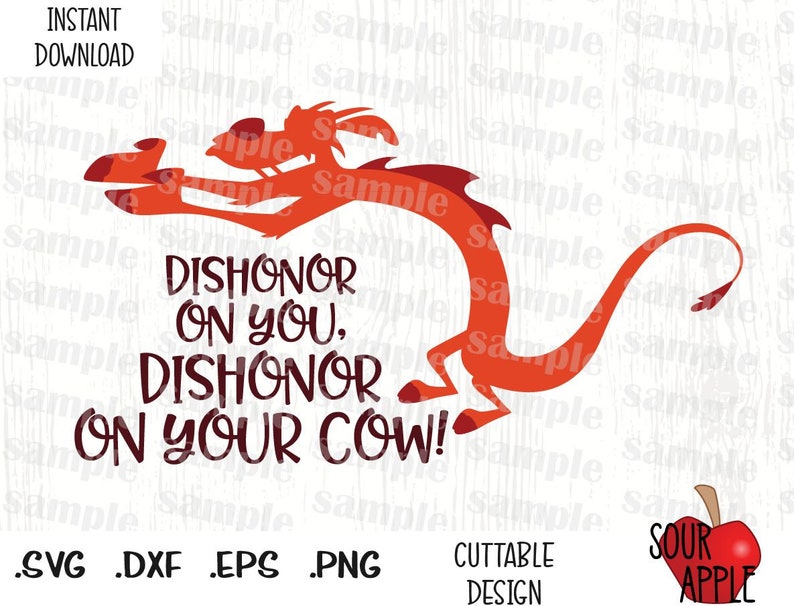 Mushu Mulan Dishonor Quote Disney Inspired Cutting Files in Etsy