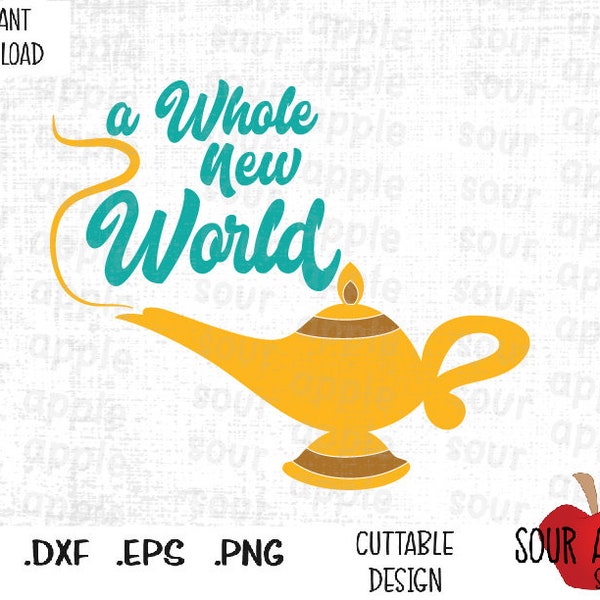 A Whole New World, Magical Lamp, Genie Lamp, Magical Movie Inspired Cutting Files in Svg, Esp, Dxf and Png Format