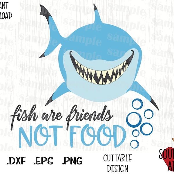 Fish are Friends, Bruce Nemo, Fish Movie Inspired Cutting Files in Svg, Esp, Dxf and Png Format