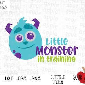 Little Monster in Training, Little Sulley, Monster Baby cortando arquivos em formato Svg, Esp, Dxf e Png