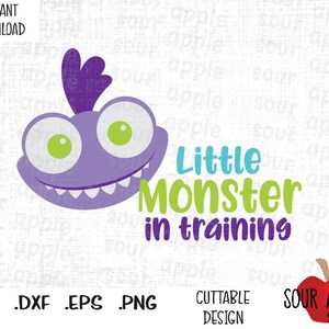 Little Monster in Training, Little Randall, Monster Baby cortando arquivos em formato Svg, Esp, Dxf e Png