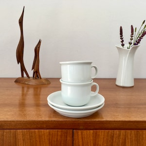 Vintage, 2 espresso cups with saucers, Thomas Porcelain, 90s, grooved decor, made in Germany, collector&#39;s items