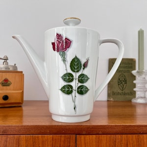 Vintage, Winterling Markleuthen, Bavaria, coffee pot, 60s, rose decor, romantic, porcelain, made in Germany, collector&#39;s item