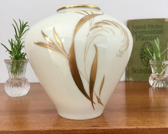Vintage, vase, Eschenbach, années 30/40, herbes dorées, bord doré, fabriqué en Allemagne