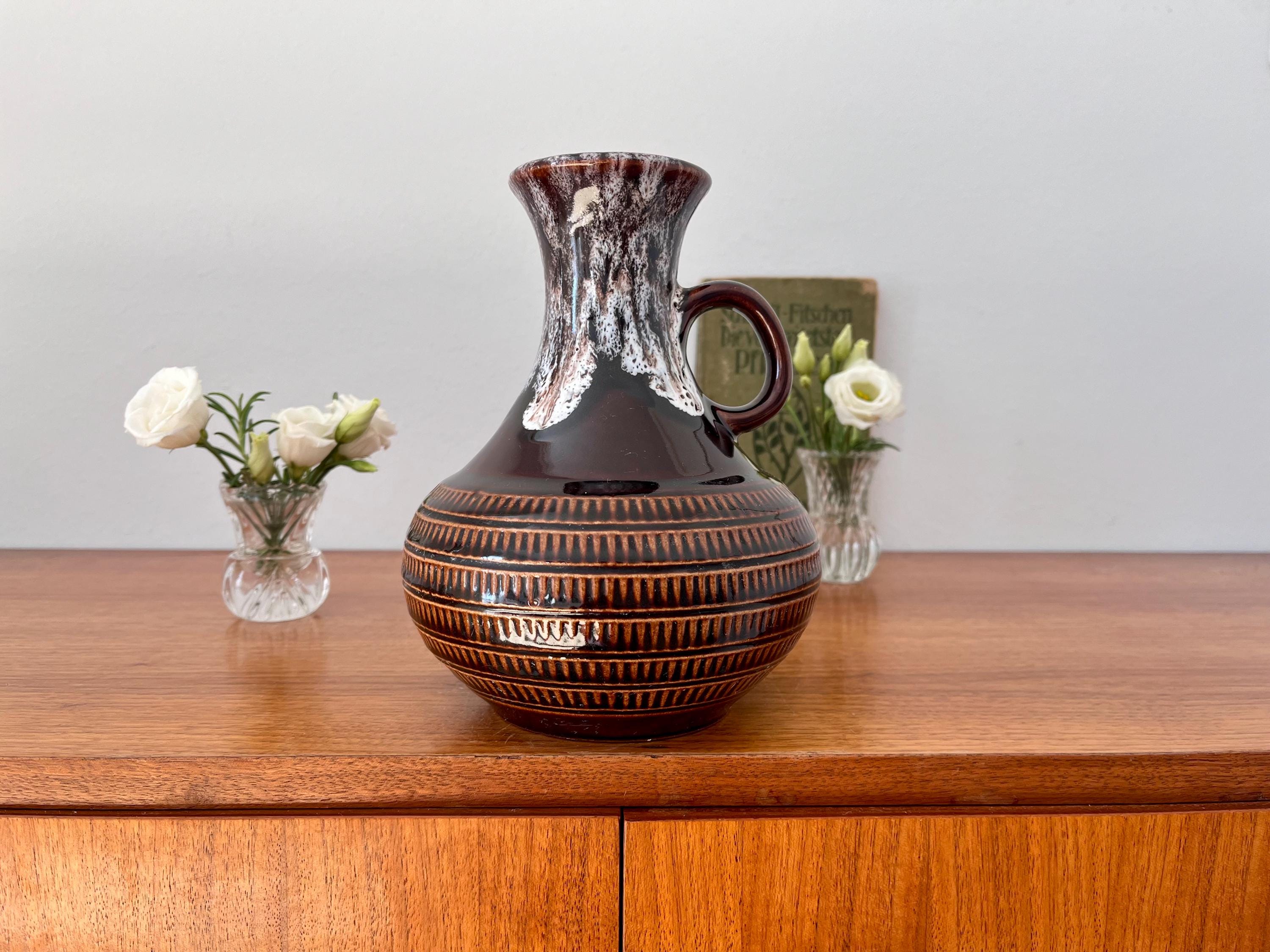 Vintage, Jasba, N 60813 18, Fat Lava, Relief Decoration, Vase, 70s