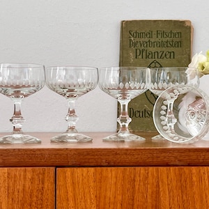 Vintage, 5 liqueur glasses, sherry glasses, crystal glass, cut drops, 60s/70s, collectibles
