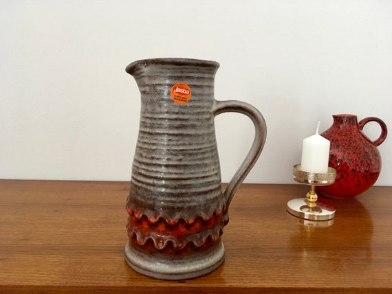 Vintage Red JASBA KERAMIK Vase West German Pottery 1960s 1970s Vintage Red JASBA KERAMIK Vase West German Pottery 1960s 1970s