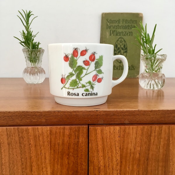 Vintage, mug, coffee mug, tea mug, Seltmann Weiden, rose hip, 70s, country house, romantic