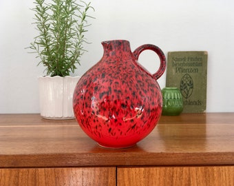 Vintage, Vase, Bodenmarke: 67 12, 70er Jahre, Keramikvase,  rot-schwarze Glanzglasur, german pottery