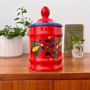 Vintage, ceramic jar, storage jar, Schramberg, Innsbruck series, flowers, 70s, German pottery, WGP, collector's item