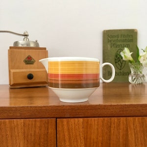 Vintage, melkkannetje, roomkannetje, Winterling Markleuthen Beieren, jaren &#39;70, porselein, gestreept decor, oranje, gemaakt in Duitsland, verzamelobject