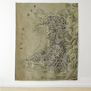 Wales Tapestry, Fantasy Map, Tapestry Wall Hanging, Welsh Tapestry, Wales Throw, Welsh Wall Art, Wales Picnic Blanket, Wales Gifts
