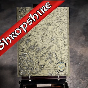 Shropshire canvas, fantasiekaart, handgetekend, cadeau voor hem haar, cadeau voor moeder, vader, Shropshire kaart, lezer cadeau, provinciekaart, kousvuller