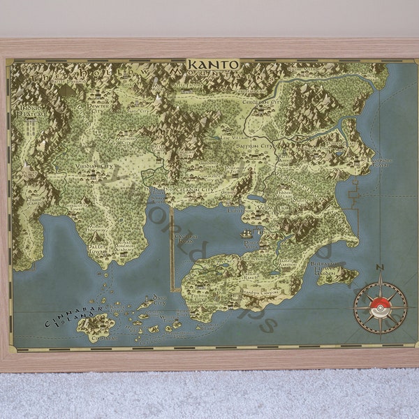 Pokemon Print Kanto Map, Anniversary gift for him, Nerdy gift for her, Kids Poster, Gift for Boyfriend or Girlfriend, Stocking Stuffer