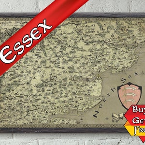 Essex Fantasy Map, Essex Poster, Essex Map Print, Gift for him her, Nerd Present, Geeky gift, Essex Print, Gift for Mum Dad, Stocking Filler