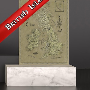 UK Leinwand, Fantasy Karte Britische Inseln, UK Wandkunst, UK Geschenke, Geeky Geschenk für Ihn, Geeky Geschenk für Sie, Geschenk für Freund, Handgezeichnet