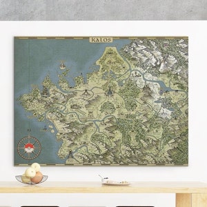 Carte Kalos en toile Pokemon, impression sur toile carte fantaisie, toile Pokemon, cadeau d'anniversaire pour lui, cadeau geek pour elle, cadeaux pour enfants